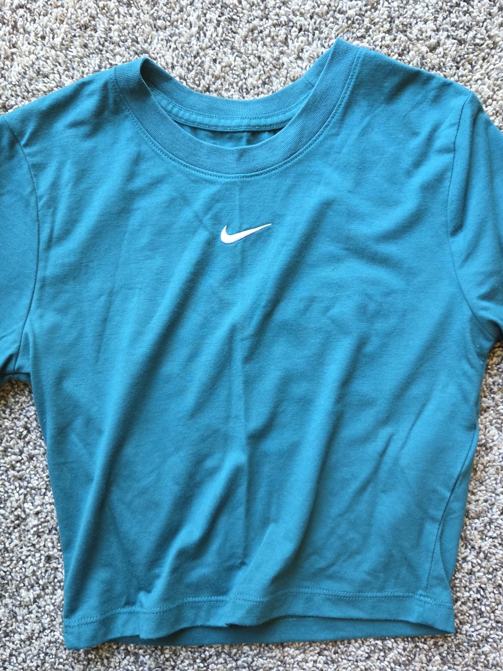 Nike Teal Women's Cropped Swoosh Tee